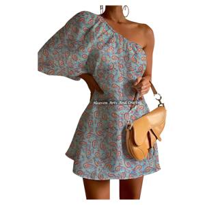 Nuevo Vestido Corto de Fiesta de Algodón Elegante y Sexy con Hombro Descubierto y Manga Abullonada, Estilo Casual, de Moda Sencilla, Ajustado y de Gran Venta 2026 - Product Image 1