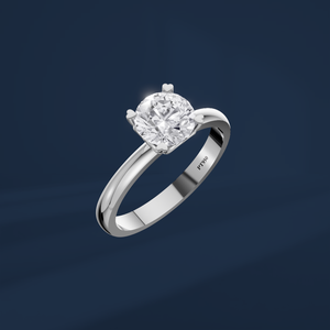 Bague de fiançailles classique pour femme avec diamant rond brillant de 1 carat, bijoux en diamant naturel PT950 - Product Image 1