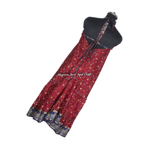 Nuevo Vestido de Seda Sari Vintage Indio de Moda en el Mercado Italiano, Vestido de Noche Elegante sin Mangas para Mujer - Product Image 5