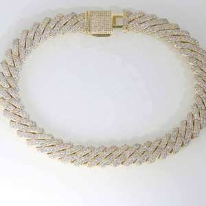 Chaîne cubaine 12 mm en argent sterling 925 plaqué or blanc avec diamants Moissanite VVS – Colliers Hip Hop pour soirées - Product Image 3