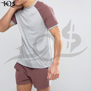 Men Raglan Sleeve T-<b>Shirt</b> O-Neck Color Blocked 100% Cotton Jersey Casual Wear Regular Fit Blank - Product Image 4