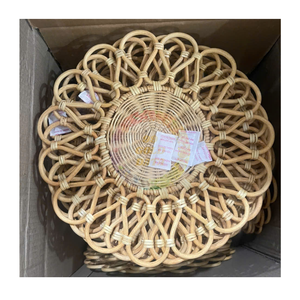 <b>Round</b> Natural Rattan Placemat Handmade Woven Dining <b>Table</b> <b>Mats</b> Rustic Style Rattan Charger Plates for Wedding Party Decoration - Product Image 1