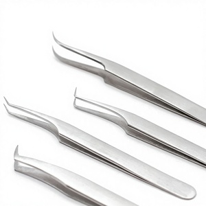 Professional Steel Eyelash Tweezers Non-Slip Grip Precision Fiber Tips Multi-Purpose Eyelash Extension Application Supplies - Product Image 1