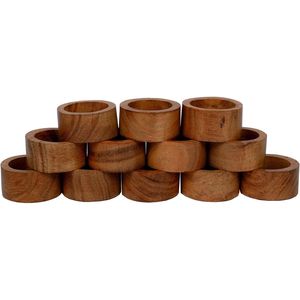 Set di 12 Portatovaglioli in Legno di Acacia Fatti a Mano per Cene, Anniversari, Compleanni, Natale, Decorazione Casa e Cucina - Product Image 1