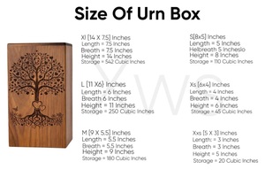 Urna Funeraria Artesanal de Madera de Palisandro con Árbol de la Vida, Grabada, Recuerdo Conmemorativo para Cenizas Humanas, Tamaño Mediano 9x5.5, Caja para Urna - Product Image 3