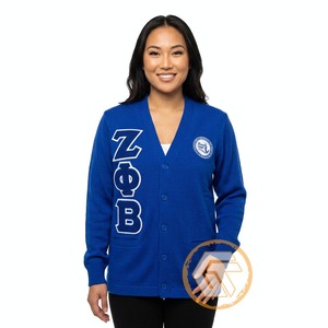 เสื้อไหมพรมอะคริลิกปักลาย Zeta Phi Beta แบบสั่งทำพิเศษ สำหรับฤดูหนาว ระบายอากาศได้ดี ป้องกันรอยยับ คอวี แขนยาว สำหรับผู้หญิง - Product Image 1