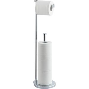 Porte-papier toilette autoportant en chrome pour salle de bain avec une grande surface de rangement pour rouleau jumbo - Product Image 1