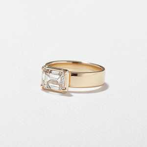 Bague de fiançailles solitaire en diamant de laboratoire taille émeraude, sertie à griffes, largeur 5,2 mm, minimaliste, en or massif 14k 18k, 1,73 ct, clarté VS+ - Product Image 6
