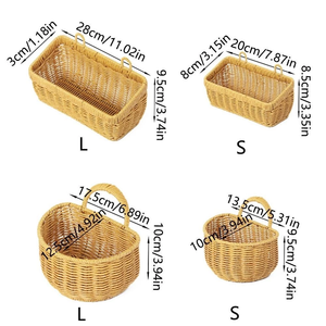 Handwoven Rattan Picnic Storage Bag Set L S Rectangular Round with Handles Natural Home Decoration Vinagreen - Product Image 1