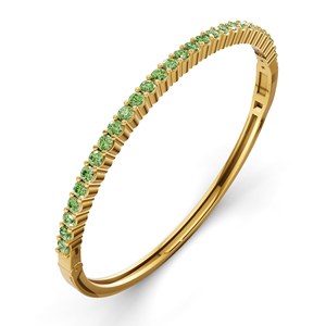 Bracelet jonc ouvrable en or blanc 14 carats avec diamant de laboratoire vert océan rond (1 carat) Tw. Bracelets et joncs en diamants de luxe - Product Image 4