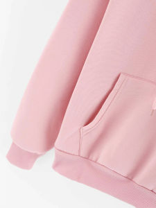 เสื้อฮู้ดสีชมพูสำหรับผู้หญิง ยี่ห้อ White Bird Express ผ้าฝ้าย 100% เนื้อนุ่มแบบฟลีซ มีกระเป๋าจิงโจ้ สายรูดที่ฮู้ด แขนเสื้อแบบแร็กแลน สไตล์ลำลอง - Product Image 3
