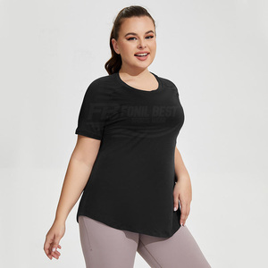 Wholesale Short Sleeve Mesh Breathable Gym <b>Tops</b> Women Quick Dry Skin-friendly Soft High Stretch Plus Size Crew Neck Tank <b>Top</b> - Product Image 4