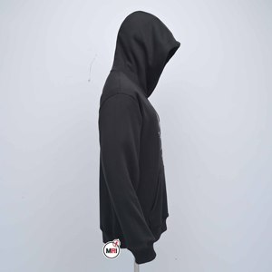 Sweat-shirt à capuche noir pour homme, logo fleur de lys brodé, poche avant, vêtement décontracté d'automne, coupe classique, molleton de coton personnalisable - Product Image 3