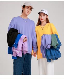 เสื้อสเวตเชิ้ตไหมพรมสีพื้นทรงโอเวอร์ไซส์ คอกลม แขนยาว ใส่ได้ทั้งชายและหญิง สไตล์ลำลอง สำหรับฤดูใบไม้ร่วง - Product Image 1