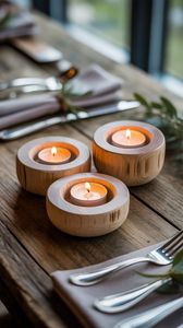 Support de bougie en bois naturel – Magnifique décoration de table rustique pour bougies, mariages, fêtes et intérieurs. - Product Image 5