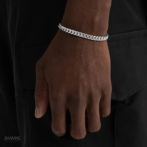 สร้อยข้อมือคิวบันลิงค์แบบหนาสำหรับผู้ชาย สร้อยข้อมือแบบฮิปฮอปประดับเพชร  เครื่องประดับเงินแท้ 925 สร้อยข้อมือคิวบันประดับมอสซาไนต์ - Product Image 2