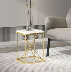 Wholesale Modern <b>Gold</b> Metal Marble Side Table Luxury Hotel Lobby Coffee Table Small Square <b>Sofa</b> Corner Table Furniture - Product Image 2