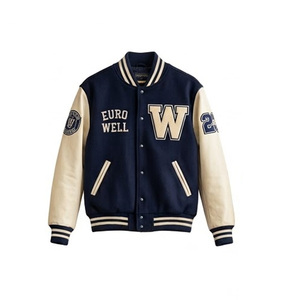 OEM Custom Vintage Oversized Unisex Reversible Plus Size Casual Varsity <b>Baseball</b> <b>Jacket</b> Bulk Wholesale Plain Blank Wool Blend - Product Image 1