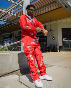 Custom Woven Winter Casual Hooded Sweatsuit Zip Jacket Jogger Set Solid Organic Cotton Pant Windproof Reversible <b>Tracksuit</b> Men - Product Image 5