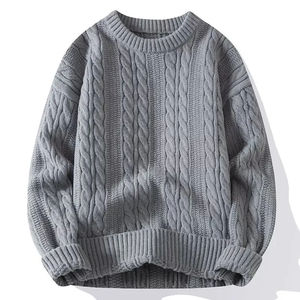 Pulls en tricot pour hommes, pulls unis à manches longues, col rond, coupe ample, pull de printemps 2026 - Product Image 1