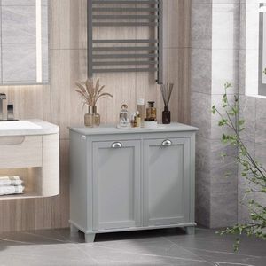 Mobiletto Portabiancheria Grigio con Apertura a Ribalta, Organizzatore per Bagno - Product Image 6