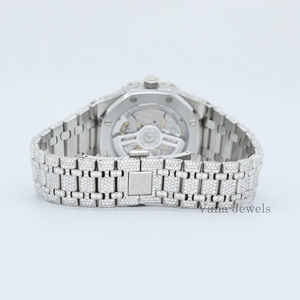 Reloj de pulsera de cuarzo de lujo de gama alta para hombre, Diamante de moissanita de dos tonos, correa de goma de 20mm, banda de estilo empresarial, venta al por mayor de moda - Product Image 4