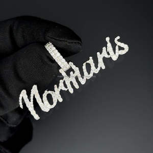 Venta caliente personalizado Iced Out Moissanite letras colgantes Venta caliente redondo brillante corte 925 Plata Hip Hop colgante - Product Image 3