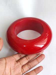 Handmade Red Resin Bangle Extra Chunky Solid Color Resin Craft Wide Donut Dome Cuff Bracelet Women Vintage Jewelry Wholesale - Product Image 6