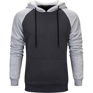 Sweat-shirt à capuche décontracté en molleton gris foncé et gris clair pour homme - Product Image 4