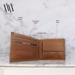 WRIZA Genuine Leather Bifold <b>Wallet</b> for Men | Two-Tone Coin Pocket Card Slots | <b>RFID</b> Blocking Credit Card Holder Currency - Product Image 4