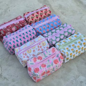 Bohemian Embroidered Cotton Cosmetic Bags With Zipper Closure Portable <b>Makeup</b> Organizers Small Capacity Toiletry Bag - Product Image 1