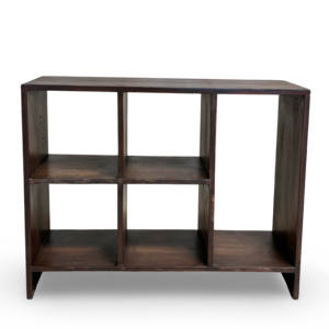 Modern <b>Solid</b> <b>Wood</b> Pierre Jeanneret Style 5 Compartment Storage <b>Bookcase</b> File Rack Walnut Finish Display Shelf Dining Home Office - Product Image 3