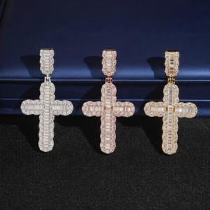 Collier tendance personnalisé style hip-hop en argent 925 plaqué rhodium avec pendentif croix de Jésus en moissanite et diamants, cadeau religieux chrétien - Product Image 2