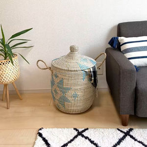 Thêm Lớn Cỏ Biển Lưu Trữ Giỏ Với Nắp Có Thể Gập Lại Organizer Handmade Cho Đồ Chơi Giặt Nhà Phòng Khách Trang Trí Nội Thất - Product Image 4