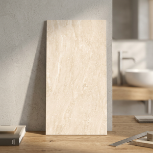 Carreaux de porcelaine émaillée effet marbre Travertino Ivory 60x120, polis, pour sol, finition brillante, Pesos Porcellanitic - Product Image 4