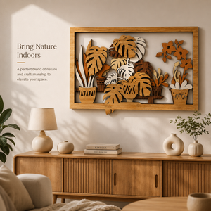 Arte Mural de Plantas Multicapa con Corte Láser de Lujo para Interiores de Casas Modernas |   Decoración de Pared Botánica de Madera Hecha a Mano Inspirada en la Naturaleza - Product Image 3