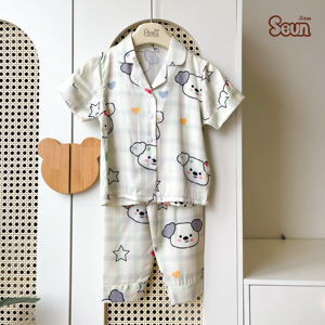 Ensemble de pyjama en viscose à manches longues pour filles SeunKids, imprimé de dessins animés, prix d'usine, Vietnam - Product Image 4