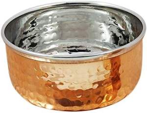 Prix Abordables – Ensemble Thali en Cuivre Pur et Acier, 100% Traditionnel et Écologique, Design Classique pour Mariage – Assiette, Bol, Cuillère - Product Image 5