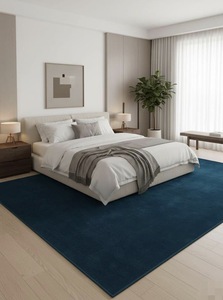 Alfombra Rectangular de Lana Premium Hecha a Mano, de Lujo, Azul Liso, Suave, Moderna, Lavable, Antideslizante, Acolchada, de Pelo Medio y Grueso para el Hogar - Product Image 3