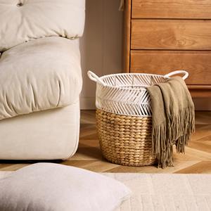 ตะกร้าเก็บของทำมือจากเชือกผ้าทอและผักตบชวา ตะกร้าเก็บของขายส่ง เป็นมิตรกับสิ่งแวดล้อม ผลิตในเวียดนาม - Product Image 5