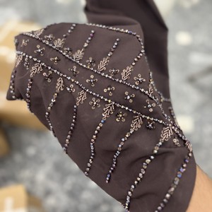 Elegante Conjunto de Pantalones y Corsé de Satén Marrón con Cuello en V para Mujer, Moderno, Bordado, de Pierna Ancha, Dos Piezas, Ropa Formal de Noche, Hecho a Medida - Product Image 3