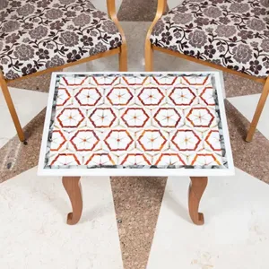 Plateaux de table contemporains en marbre incrusté, pierre naturelle et résine, résistants au feu, écologiques, pour usage intérieur/extérieur, dessus de meuble de salle de bain pour hôtel - Product Image 1