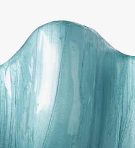 Moderno Tazón Decorativo Ondulado en Esmalte Acuático y Plata Pulida – Centro de Mesa con Diseño de Ondas Horizontales - Product Image 6