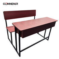 Meubles de classe pour lycée, bureau double pour étudiants, table double en bois, tables et chaises fixes, taille personnalisable, ensemble bureau et chaise