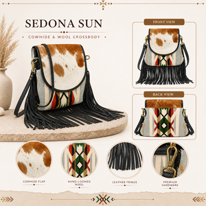 Bolsos cruzados de cuero vacuno estilo bohemio con flecos para mujer |   Cuero Hecho a Mano del Suroeste |   Bolso Bandolera India 2026 Exportación - Product Image 3