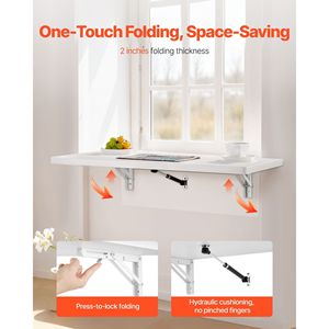 Wall Mounted 31.5 X 15.7 Inches Foldable Computer <b>Desk</b> with Iron Bracket Floating Design for <b>Small</b> Spaces - Product Image 3