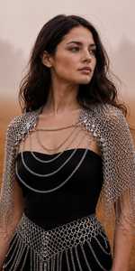 Robe en maille de chevalier Valkyrie faite à la main – Costume de reine guerrière fantastique, tenue de festival Renaissance - Product Image 4