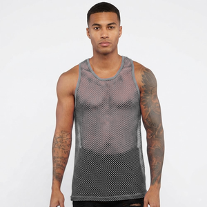 Factory Price Breathable Plain Dyed <b>Men</b> Sports Mesh Sleeveless Mesh <b>Singlets</b> <b>for</b> <b>Men</b> Transparent Vest <b>for</b> Sale - Product Image 1