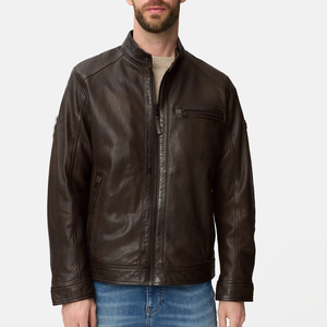 2026 Stylish <b>High</b> Quality Men's Motorcycle <b>Leather</b> Jacket for Winter New Zipper Style with Front Logo Low MOQ <b>Leather</b> Jacket - Product Image 1