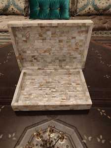 Arabic Serving Tray With Mother of Pearl Inlay Contemporary <b>Mosaic</b> Pattern Decorative Ramadan Accent for Serving Art Crafts - Product Image 6
